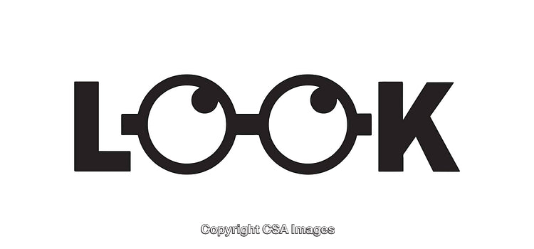Creative Typography Art Featuring the Word Look With Eye-Theme Design