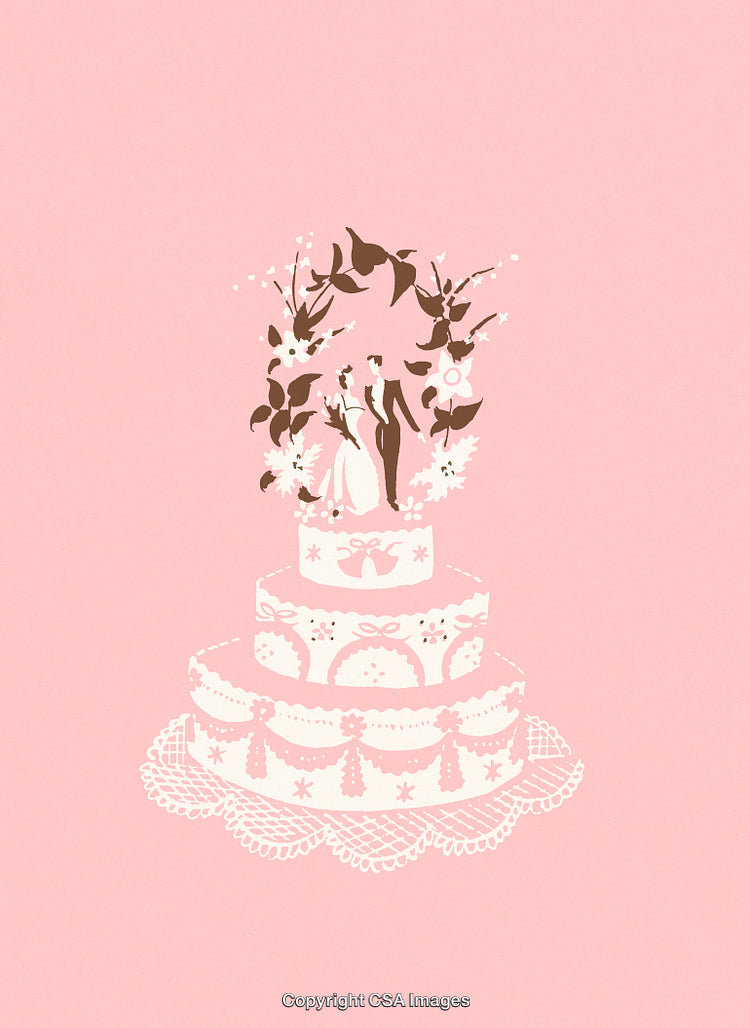 Elegant Tiered Wedding Cake with Floral Decorations on Soft Pink Background