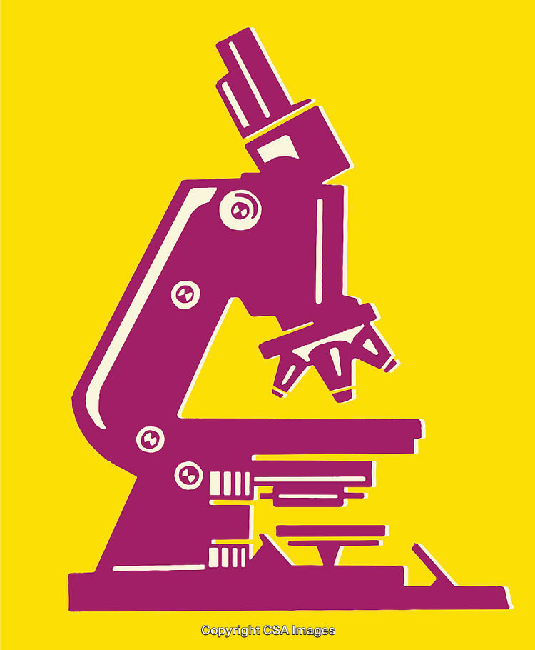 Vibrant Microscope Illustration in Pink and Yellow Contrasting Colors