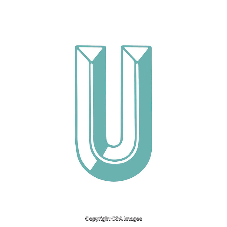 Stylized Letter U Design in Teal Gradient on White Background
