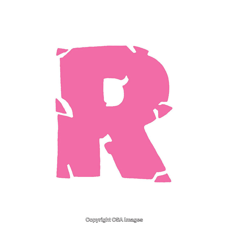 Pink Stylized Letter R Illustration on White Background