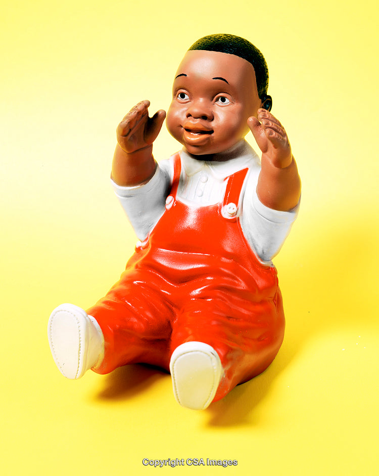 Colorful Baby Figure in Bright Yellow Background Display