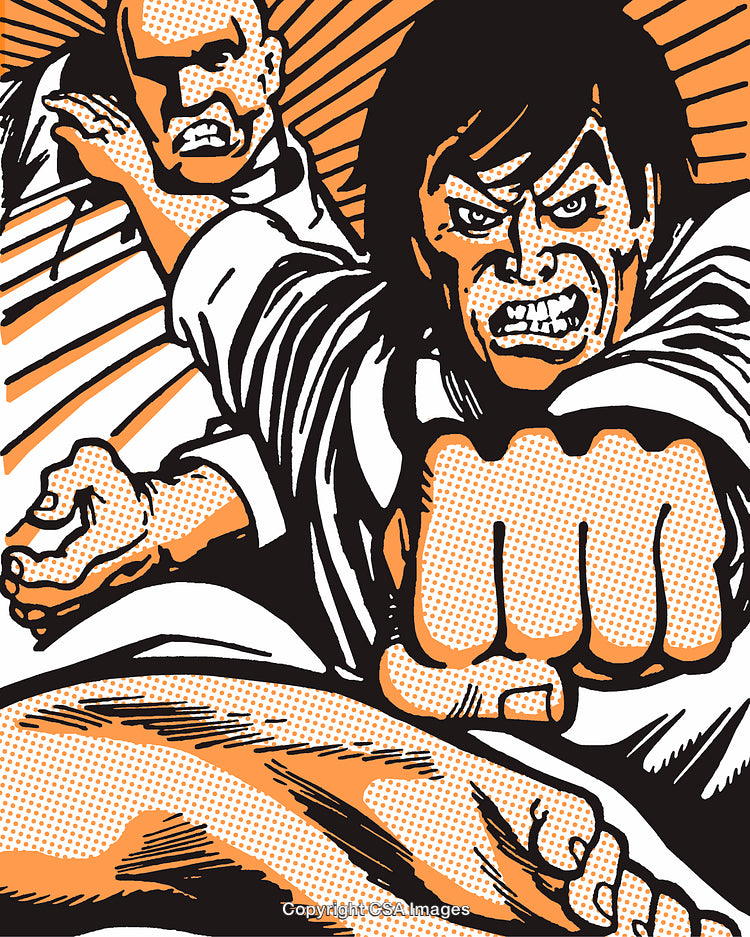 Dynamic Comic Style Illustration of Martial Arts Action Scene