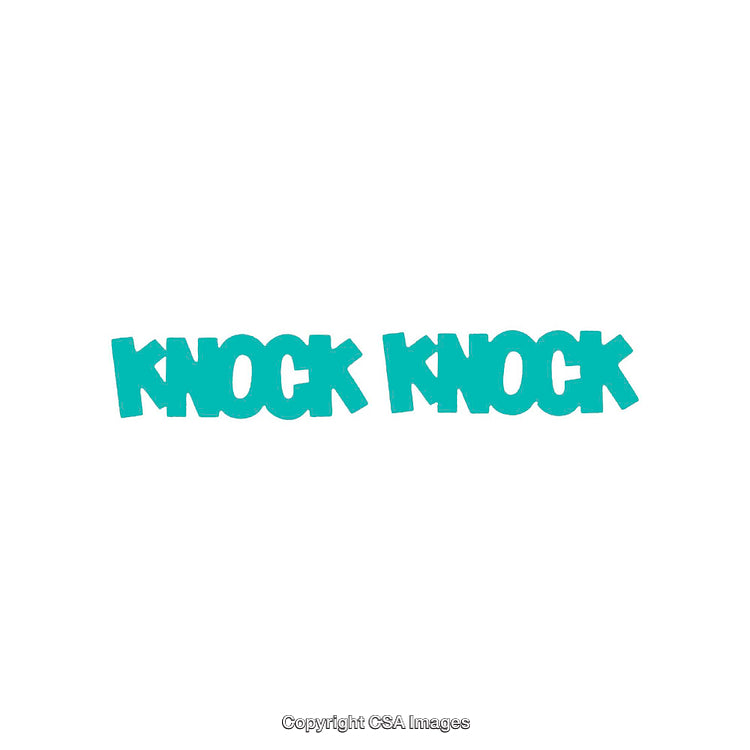 Bold Teal Knock Knock Design on a Clean White Background