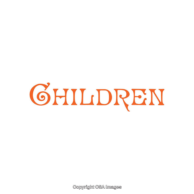 Artistic Typography Design Featuring the Word 'Children' in Vibrant Orange Lettering