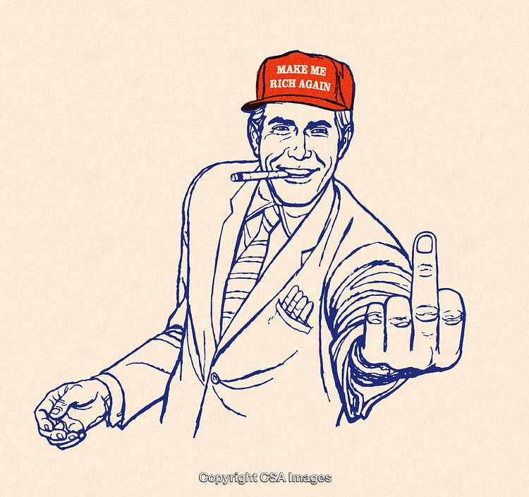 Retro Illustration of a Smirking Businessman Making a Bold Statement