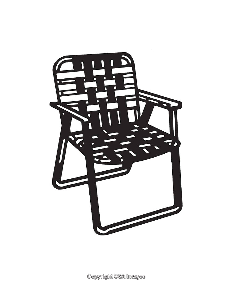 Vintage Black and White Line Art of a Woven Lawn Chair Design