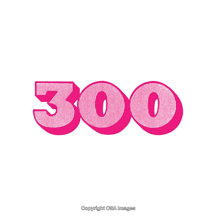 Bold Pink Text Illustrating the Number 300 in a Striking Style