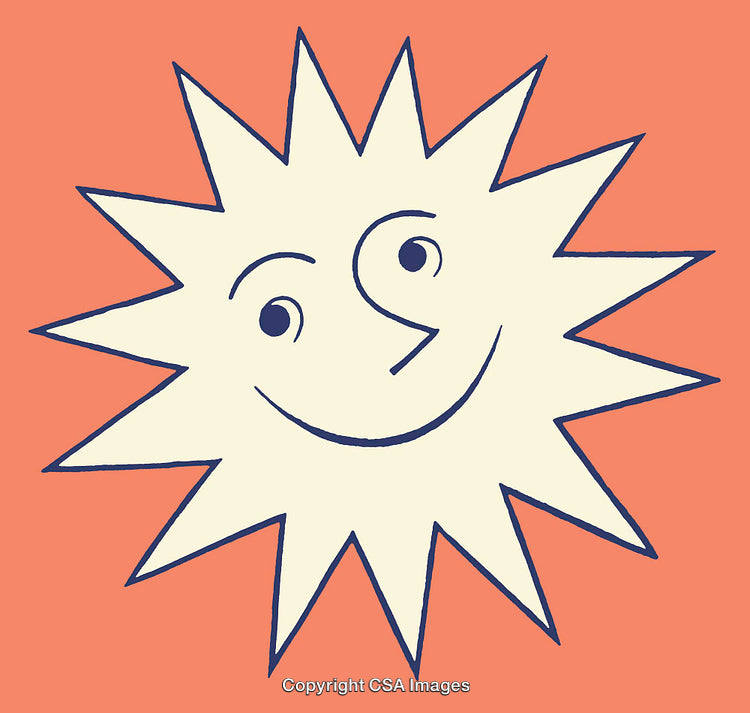 Playful Smiling Cartoon Sun on a Vibrant Background