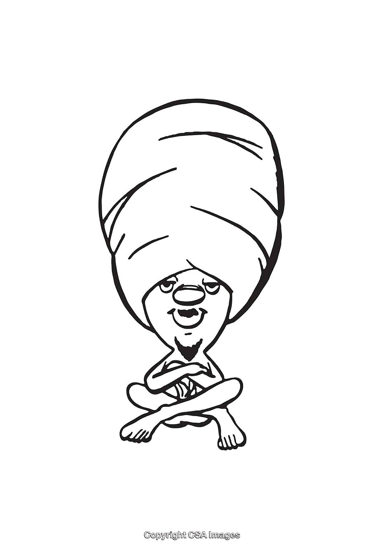 Black And White Line Art of a Meditative Figure in a Sitting Pose
