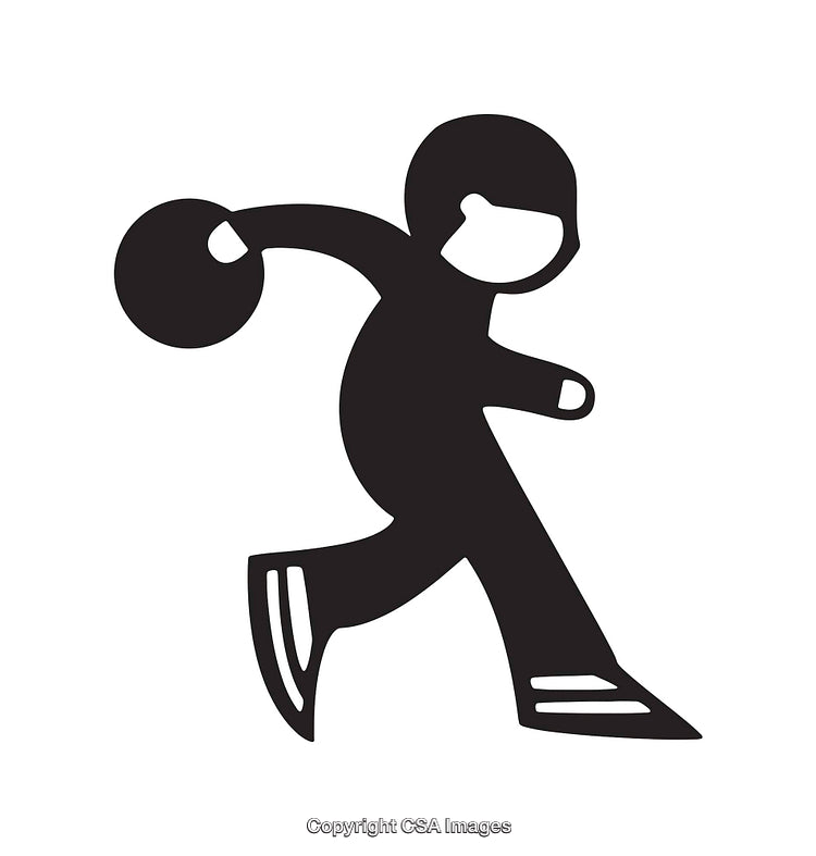 Silhouette Icon of a Person Bowling in Motion on Transparent Background