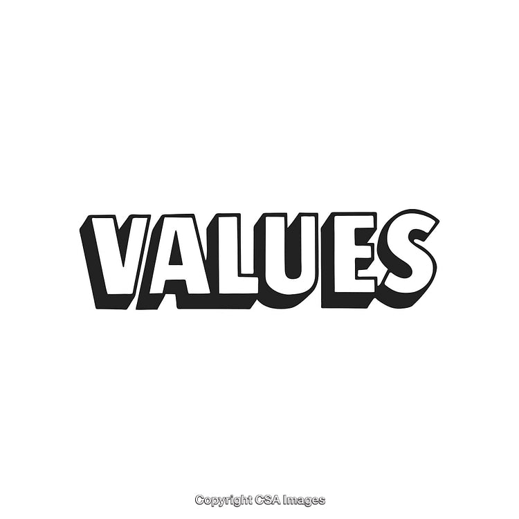 Bold Typography Spelling 'Values' with a Minimal White Background