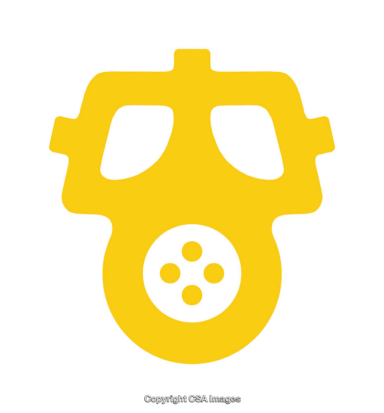 Yellow Gas Mask Icon Representing Safety and Protection in Minimalist Style