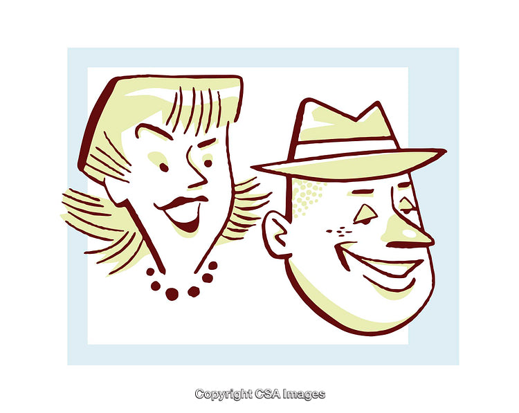 Retro Style Colorful Character Illustrations of Laughing People
