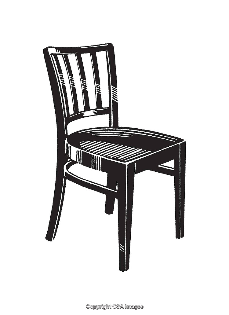 Black and White Line Art Illustration of a Wooden Chair