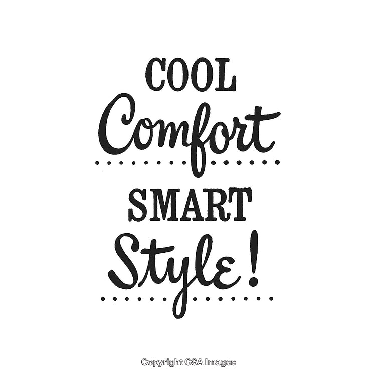 Cool Comfort and Smart Style Message in Handwritten Text on White Background
