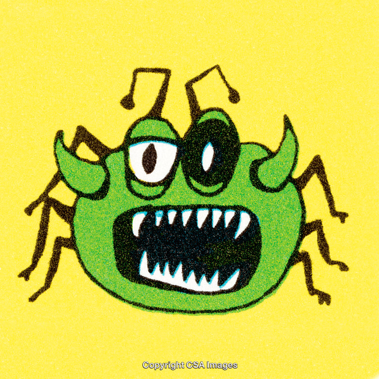 Colorful Cartoon Illustration of a Funny Green Monster with Fangs