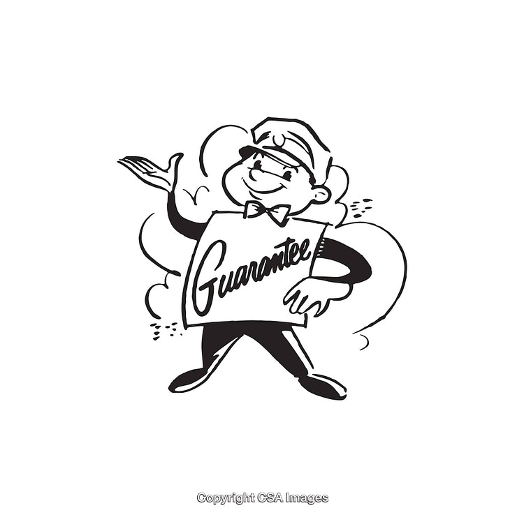 Retro Line Art Illustration of Person Representing a Guarantee Concept