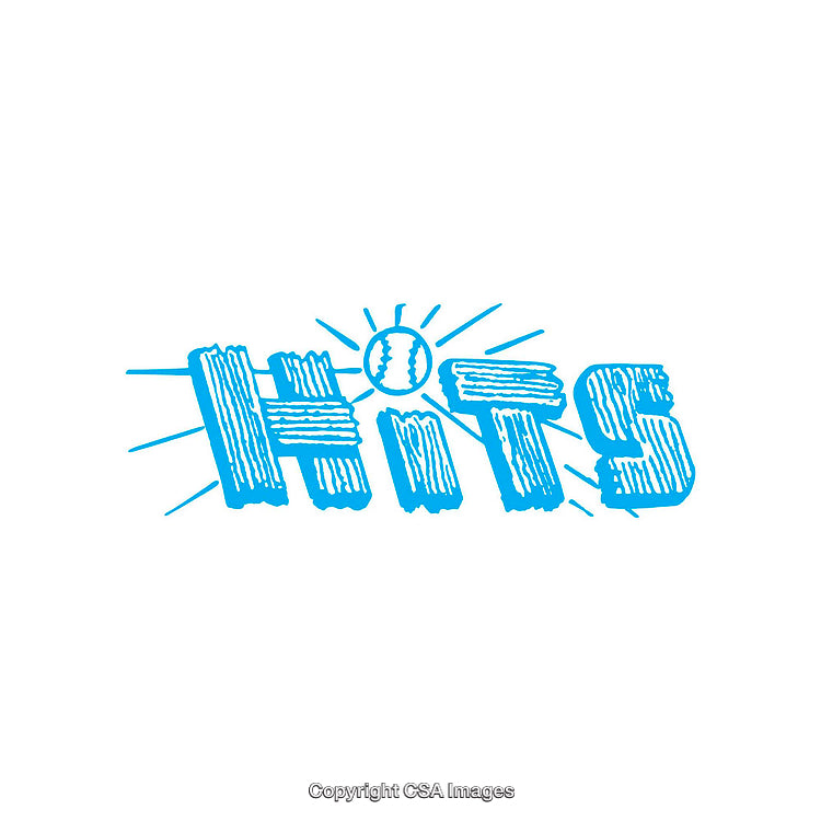 Bright Blue Hits Design with Baseball Icon and Starburst Motif