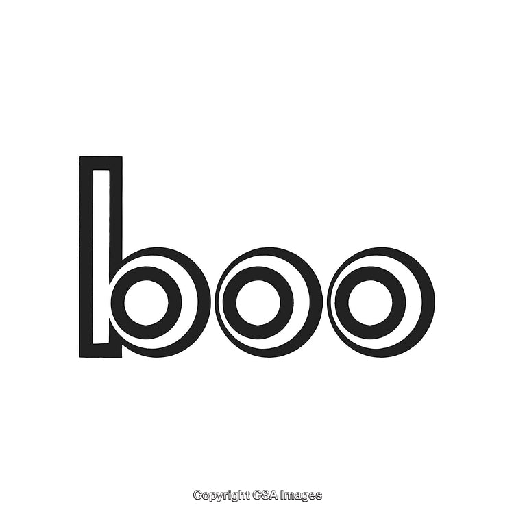 Abstract Black and White Boo Text Design with Circular Patterns