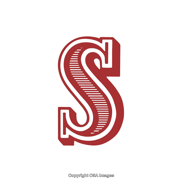 Vintage Red Letter S Graphic With Decorative Design Elements