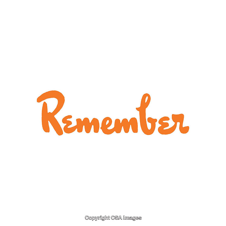 Handwritten Orange Text 'Remember' in Artistic Style on White Background