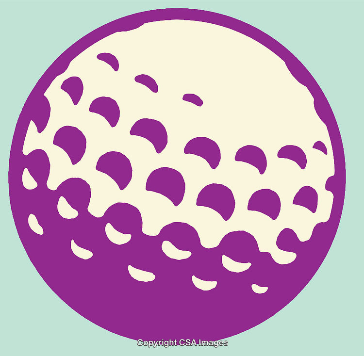 Stylized Illustration of a Golf Ball in Bold Colors