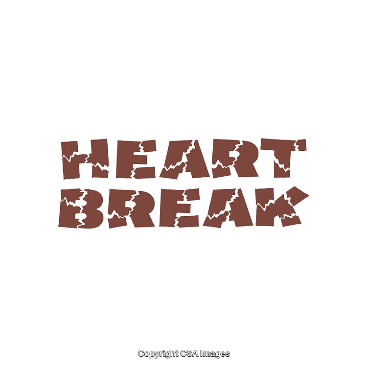 Heartbreak Typography Graphic with Cracked Letters in Bold Design