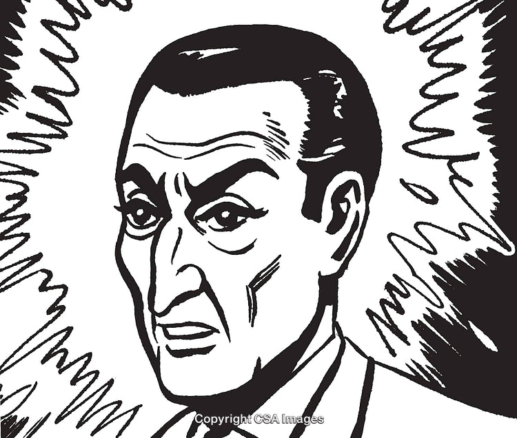 Intense Black and White Illustrated Portrait With Retro Linework Details
