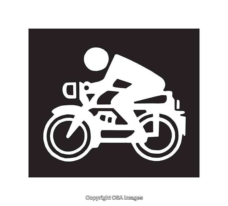 Black and White Line Art of a Motorcycle Rider in Motion