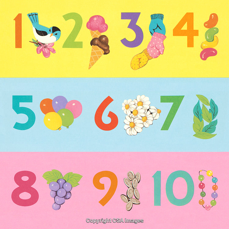 Bright Number Decorations With Fun Illustrations for Kids' Learning