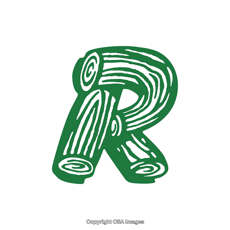 Decorative Letter 'R' With Natural Wood Style Design
