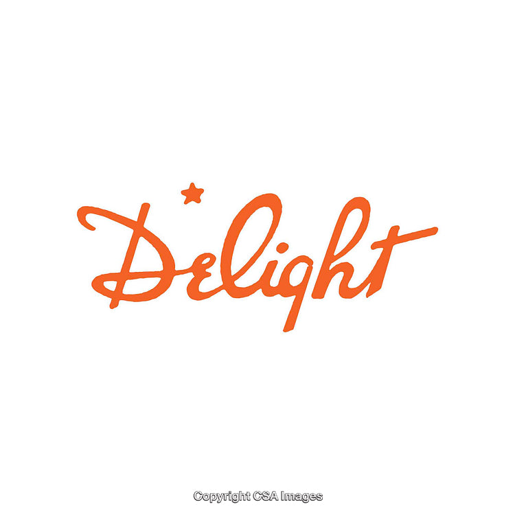 Handwritten Delight Text With Decorative Star in Bright Orange Color