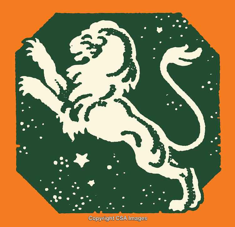Majestic Lion Illustration With Green and Orange Color Scheme