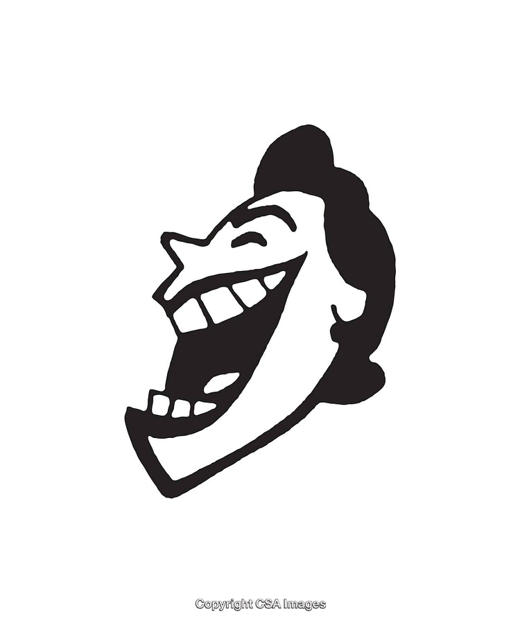 Black And White Cartoon Line Art of Laughing Face Illustration