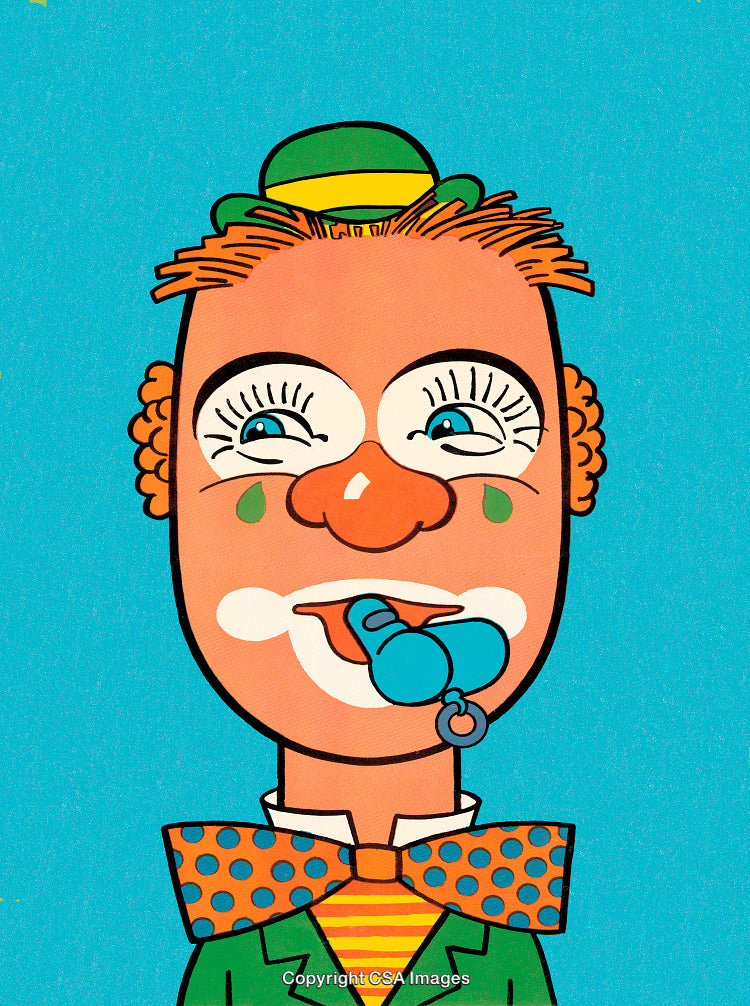 Colorful Illustration of a Whimsical Clown With a Playful Expression