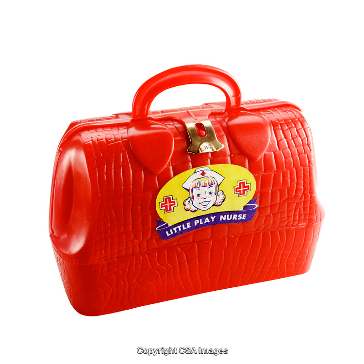 Bright Red Toy Nurse Bag with Cartoon Design for Children