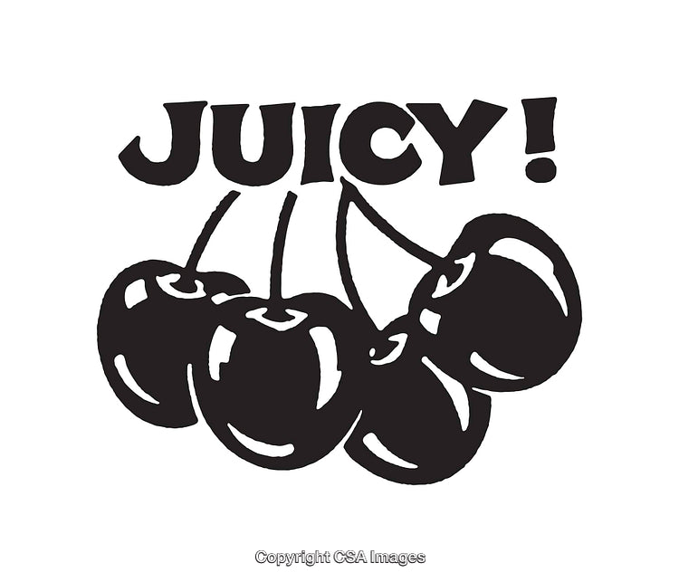 Black and White Line Art of Juicy Cherries with Typography Design
