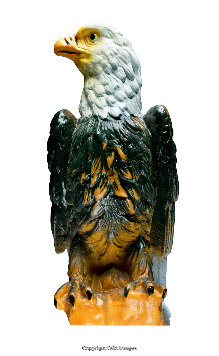Detailed Figurine of a Bald Eagle in Closeup Isolated on White