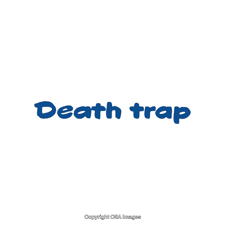 Blue Font Text Displaying "Death Trap" on White Background
