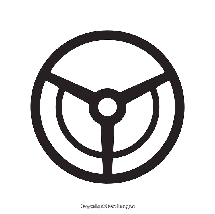 Minimalist Black and White Steering Wheel Icon Design