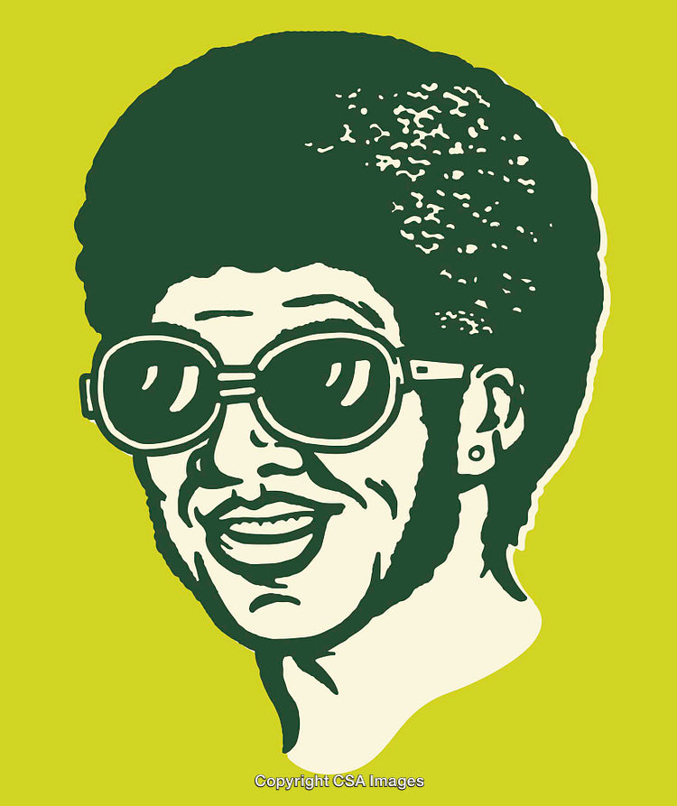 Retro Styled Illustration of a Smiling Man With Afro and Sunglasses