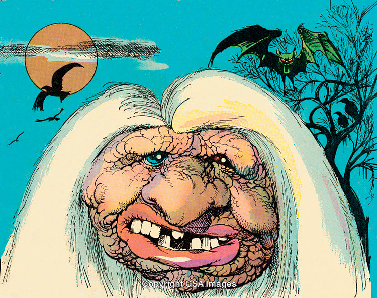 Illustration of a Monster Figure with Atmospheric Nighttime Background Scene