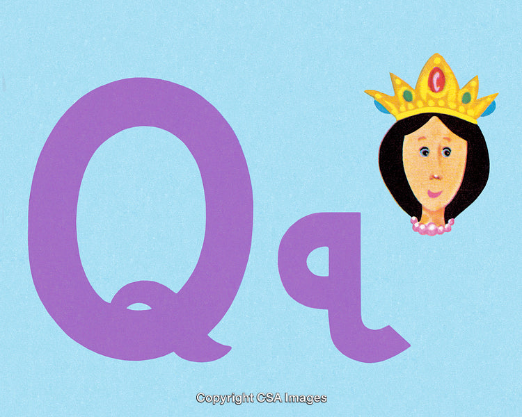 Illustration Featuring Letter Q and Queen for Educational Purposes