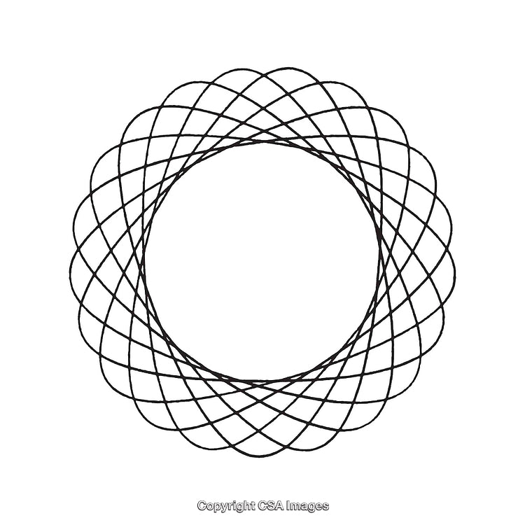 Geometric Black and White Circular Design with Symmetrical Patterns