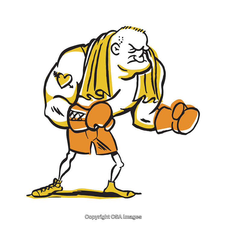 Colorful Illustration of a Rugged Boxer in Gloves and Robe