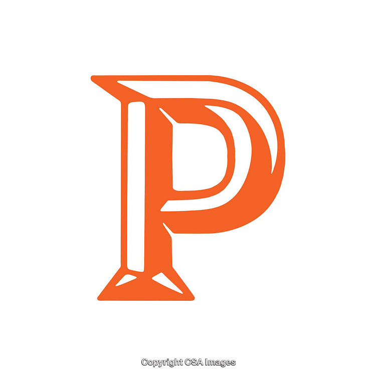 Bold Stylish Letter P Design in Vibrant Orange on White Background