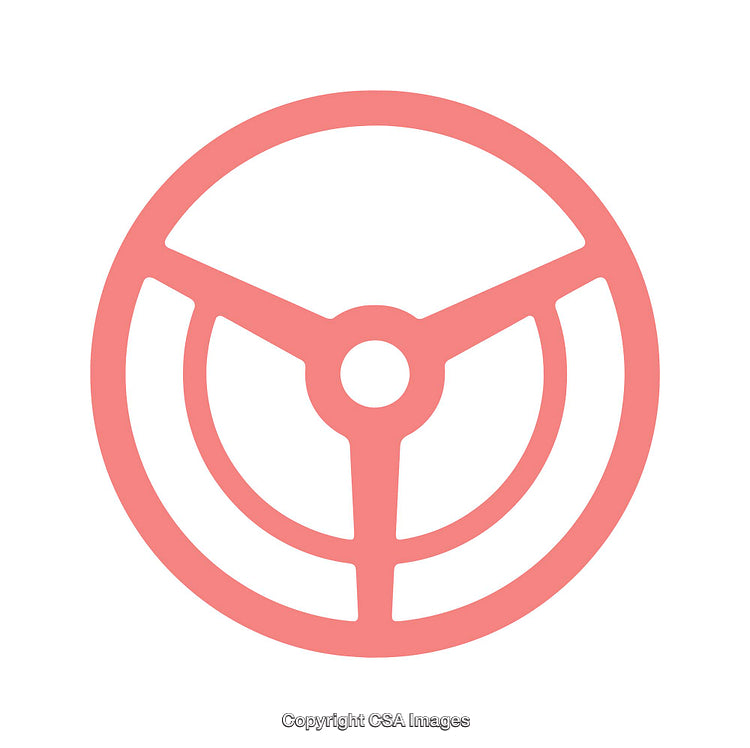Pink Minimalistic Steering Wheel Icon Isolated on White Background
