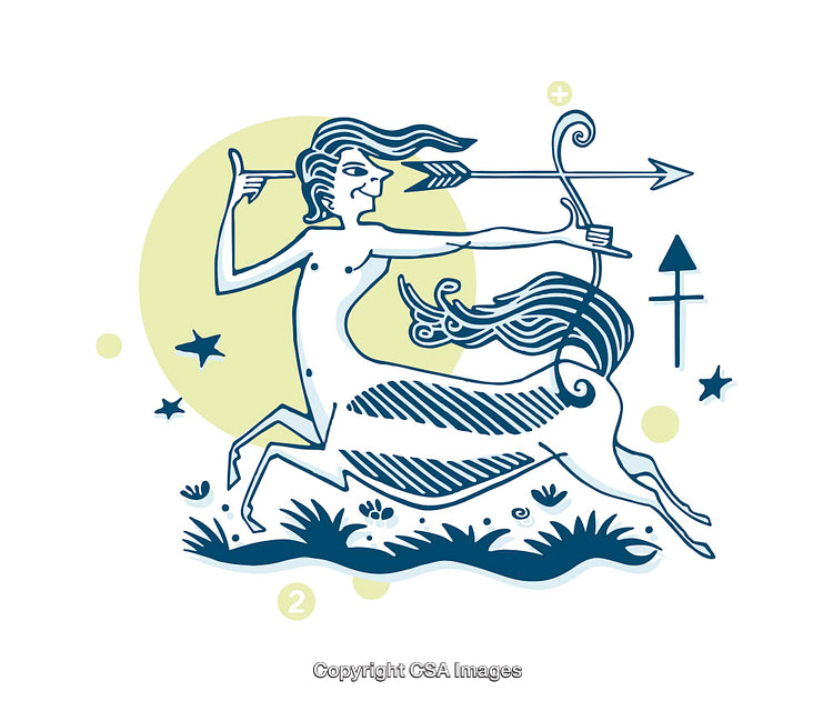 Whimsical Sagittarius Symbol in Colorful Modern Illustration