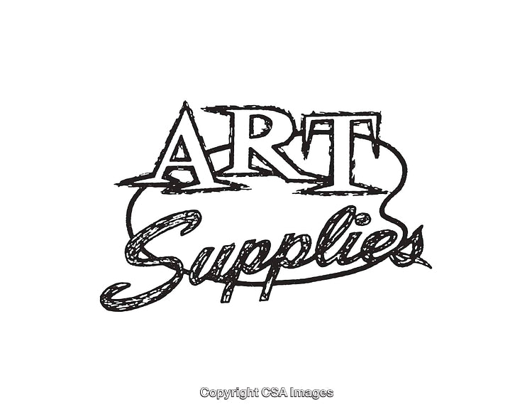 Black and White Sketch Logo for Artistic Supplies with Handwritten Text Style